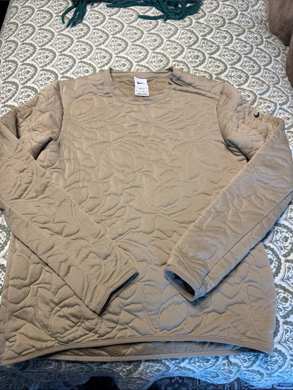 Nike Quilted Crewneck Sweatshirt in Tan